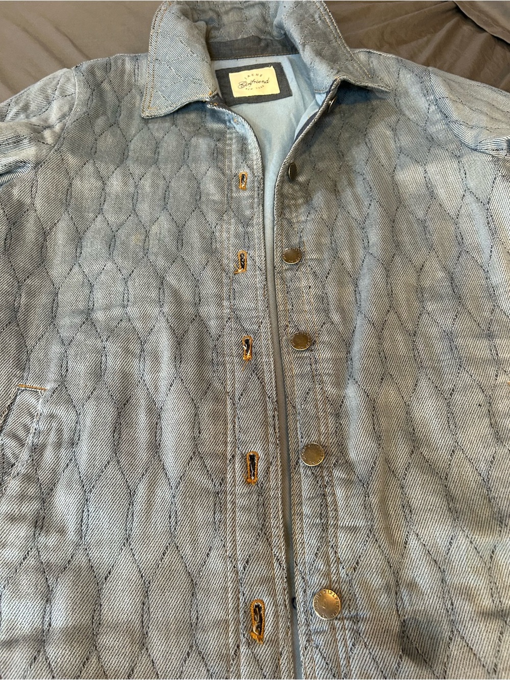 Jachs Light Denim Quilted Utility Jacket